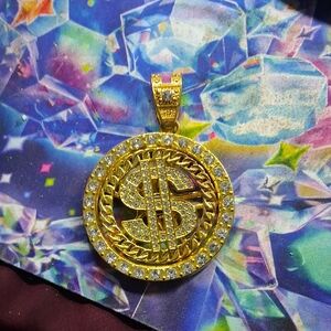 Gold Dollar Sign Pendant Necklace